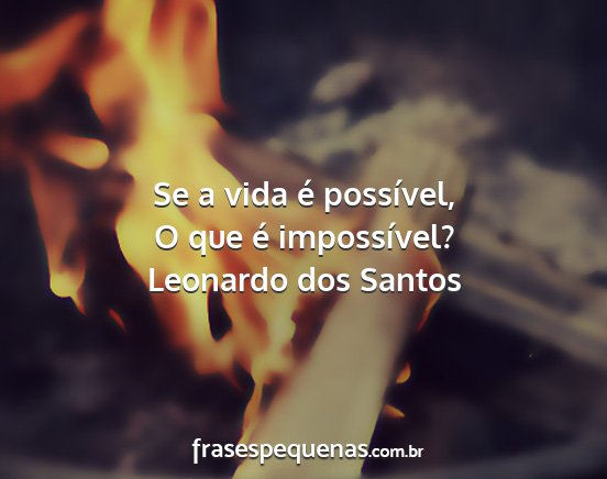 Leonardo dos Santos - Se a vida é possível, O que é impossível?...
