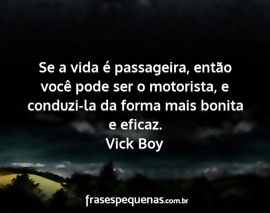 Vick Boy - Se a vida é passageira, então você pode ser o...