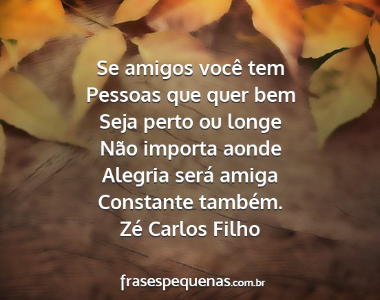 Zé Carlos Filho - Se amigos você tem Pessoas que quer bem Seja...