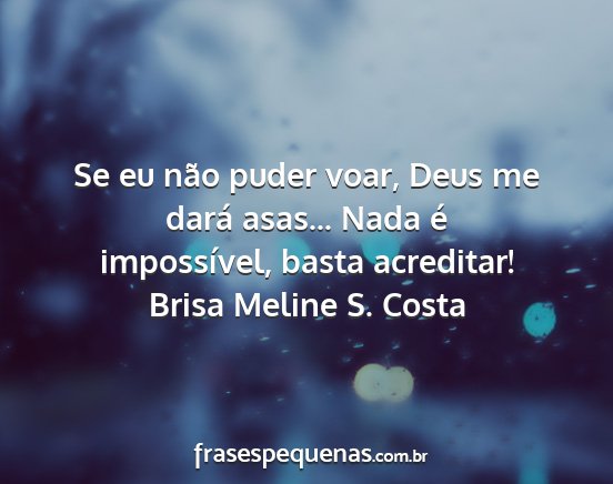 Brisa Meline S. Costa - Se eu não puder voar, Deus me dará asas... Nada...