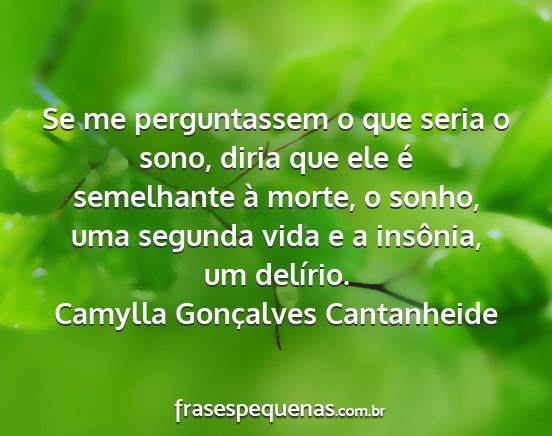 Camylla Gonçalves Cantanheide - Se me perguntassem o que seria o sono, diria que...