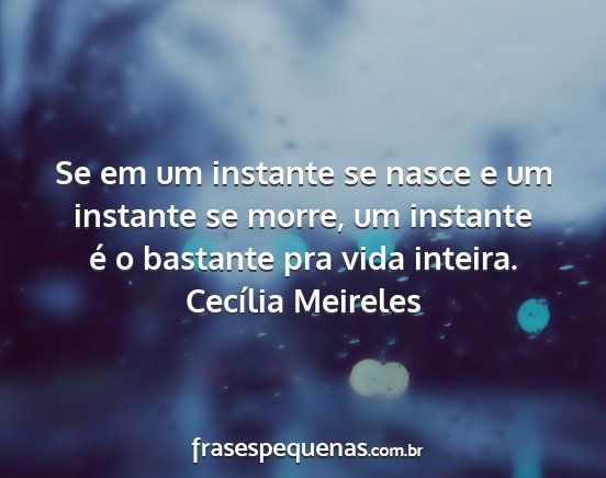 Cecília Meireles - Se em um instante se nasce e um instante se...