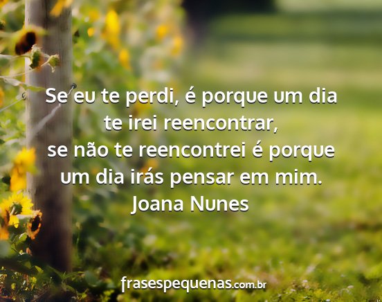 Joana Nunes - Se eu te perdi, é porque um dia te irei...