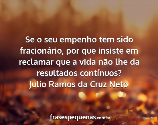 Julio Ramos da Cruz Neto - Se o seu empenho tem sido fracionário, por que...