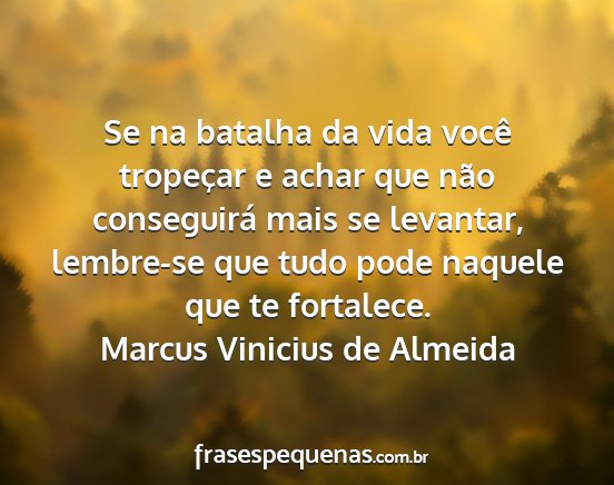 Marcus Vinicius de Almeida - Se na batalha da vida você tropeçar e achar que...