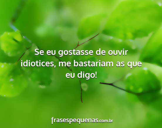 Se eu gostasse de ouvir idiotices, me bastariam...