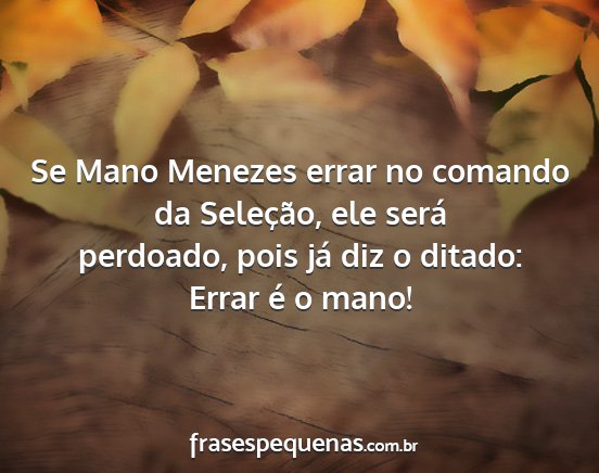 Se Mano Menezes errar no comando da Seleção,...