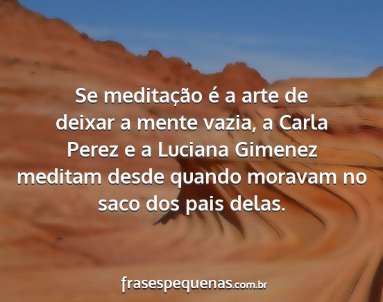 Se meditação é a arte de deixar a mente vazia,...