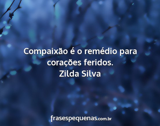 Zilda Silva - Compaixão é o remédio para corações feridos....