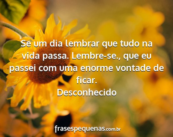 Desconhecido - Se um dia lembrar que tudo na vida passa....