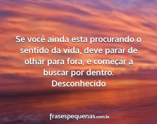 Desconhecido - Se você ainda esta procurando o sentido da vida,...