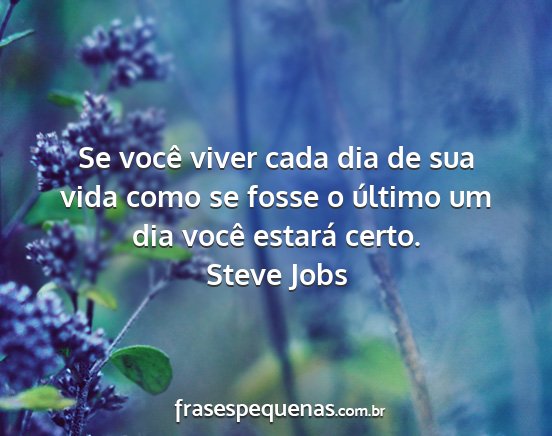 Steve Jobs - Se você viver cada dia de sua vida como se fosse...