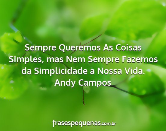 Andy Campos - Sempre Queremos As Coisas Simples, mas Nem Sempre...