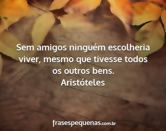 Aristóteles - Sem amigos ninguém escolheria viver, mesmo que...