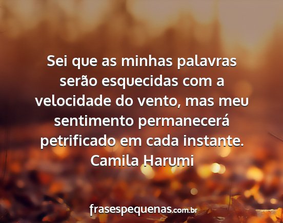 Camila Harumi - Sei que as minhas palavras serão esquecidas com...