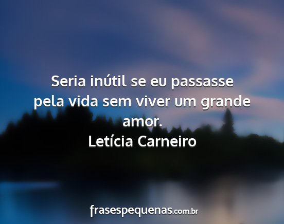 Letícia Carneiro - Seria inútil se eu passasse pela vida sem viver...