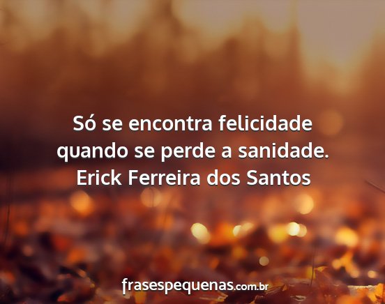 Erick Ferreira dos Santos - Só se encontra felicidade quando se perde a...