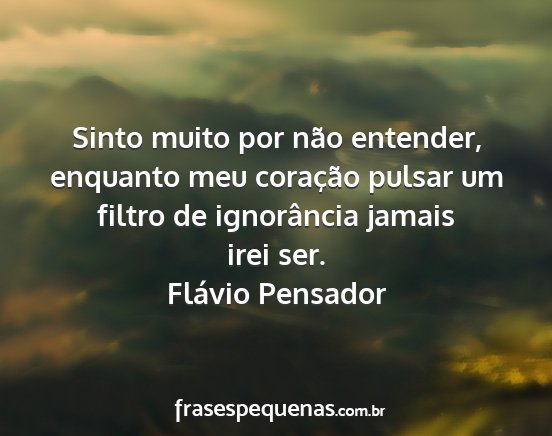 Flávio Pensador - Sinto muito por não entender, enquanto meu...