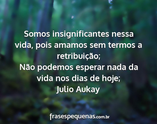 Julio Aukay - Somos insignificantes nessa vida, pois amamos sem...