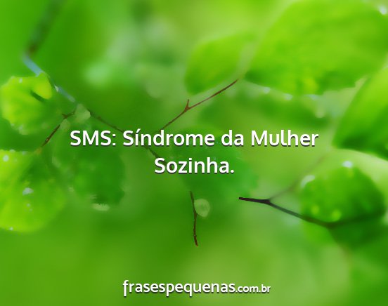 SMS: Síndrome da Mulher Sozinha....