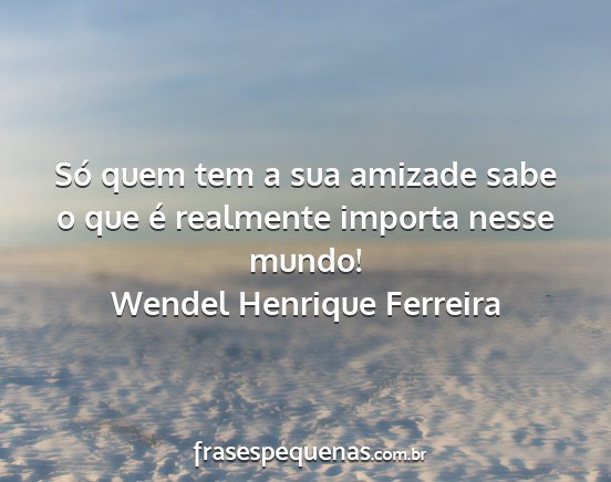 Wendel Henrique Ferreira - Só quem tem a sua amizade sabe o que é...