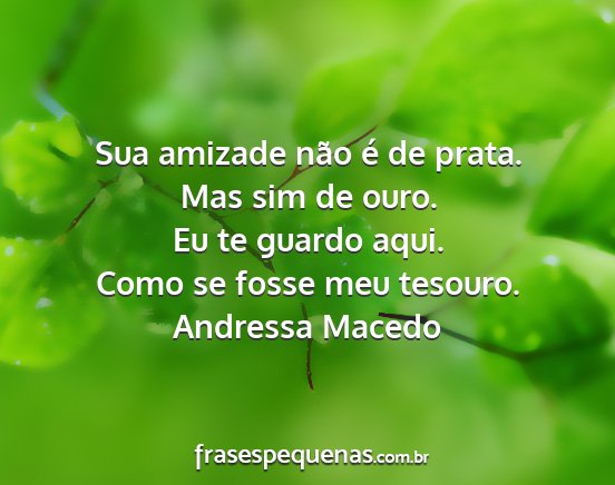 Andressa Macedo - Sua amizade não é de prata. Mas sim de ouro. Eu...