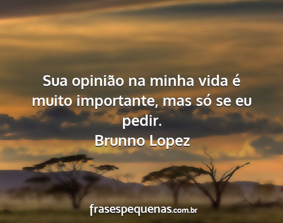 Brunno Lopez - Sua opinião na minha vida é muito importante,...