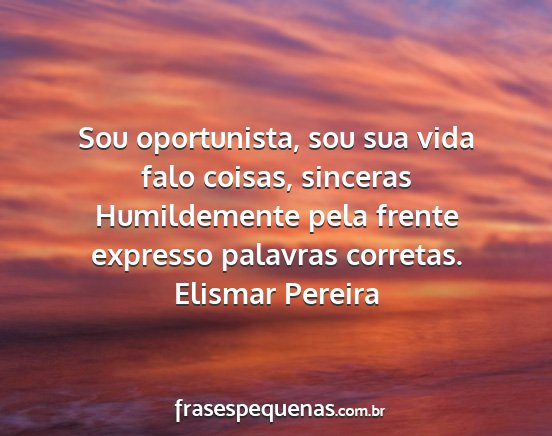 Elismar Pereira - Sou oportunista, sou sua vida falo coisas,...