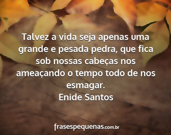 Enide Santos - Talvez a vida seja apenas uma grande e pesada...