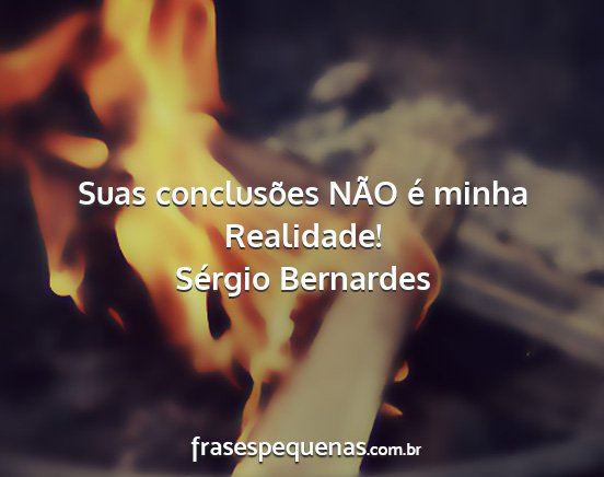 Sérgio Bernardes - Suas conclusões NÃO é minha Realidade!...