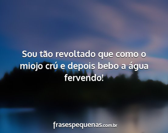 Sou tão revoltado que como o miojo crú e depois...