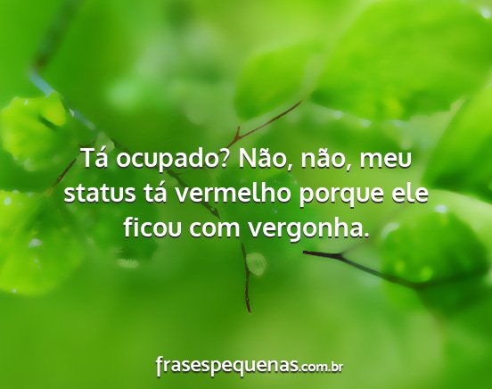 Tá ocupado? Não, não, meu status tá vermelho...