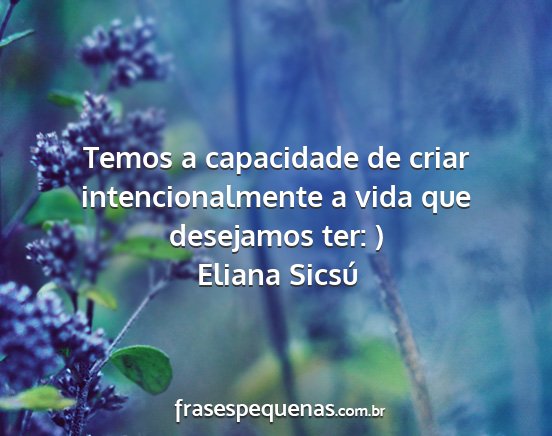 Eliana Sicsú - Temos a capacidade de criar intencionalmente a...