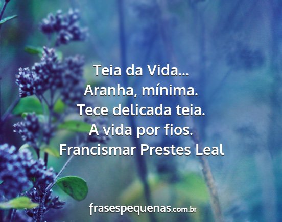 Francismar Prestes Leal - Teia da Vida... Aranha, mínima. Tece delicada...