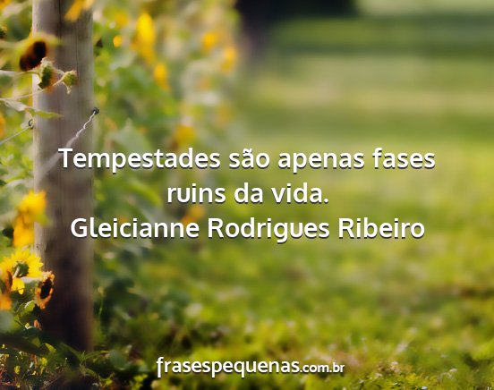 Gleicianne Rodrigues Ribeiro - Tempestades são apenas fases ruins da vida....