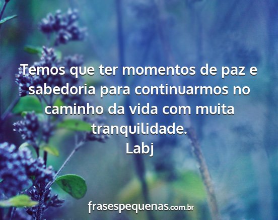 Labj - Temos que ter momentos de paz e sabedoria para...