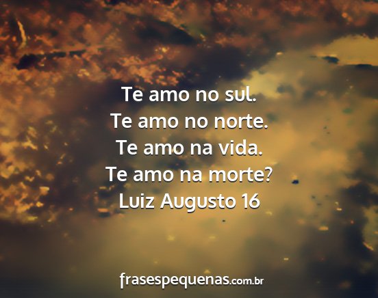 Luiz Augusto 16 - Te amo no sul. Te amo no norte. Te amo na vida....