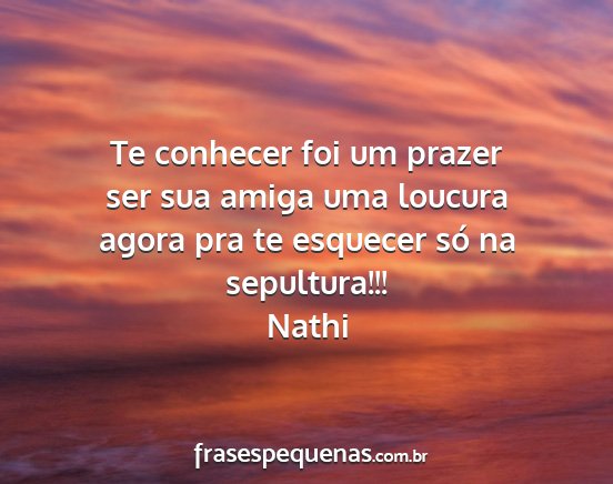Nathi - Te conhecer foi um prazer ser sua amiga uma...