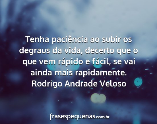 Rodrigo Andrade Veloso - Tenha paciência ao subir os degraus da vida,...