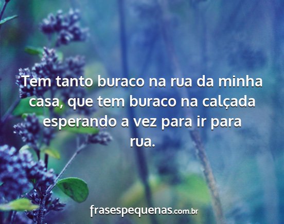 Tem tanto buraco na rua da minha casa, que tem...