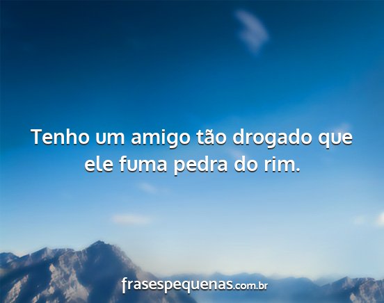 Tenho um amigo tão drogado que ele fuma pedra do...