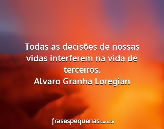 Alvaro Granha Loregian - Todas as decisões de nossas vidas interferem na...