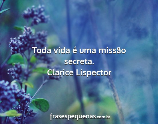 Clarice Lispector - Toda vida é uma missão secreta....