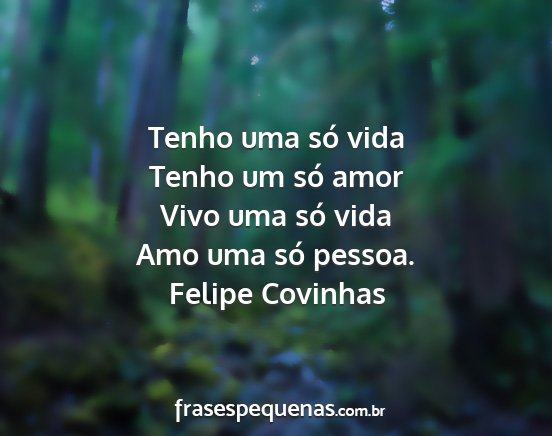 Felipe Covinhas - Tenho uma só vida Tenho um só amor Vivo uma só...