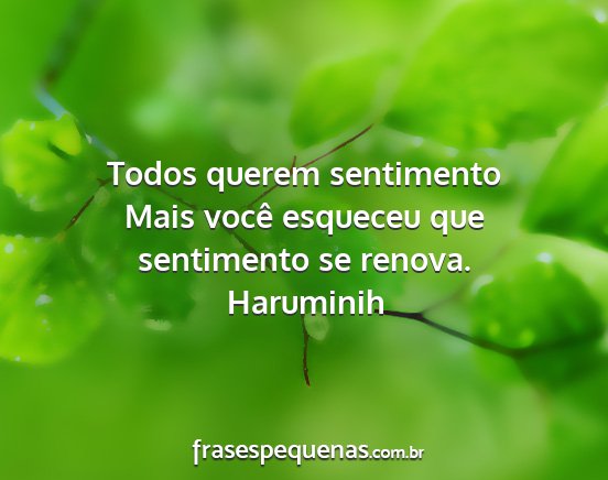 Haruminih - Todos querem sentimento Mais você esqueceu que...