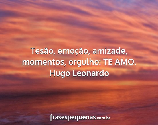 Hugo Leonardo - Tesão, emoção, amizade, momentos, orgulho: TE...