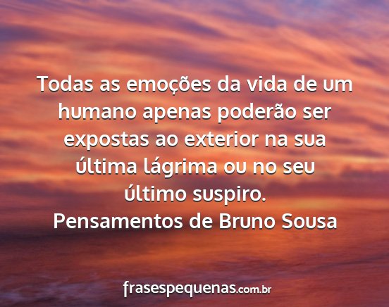 Pensamentos de Bruno Sousa - Todas as emoções da vida de um humano apenas...