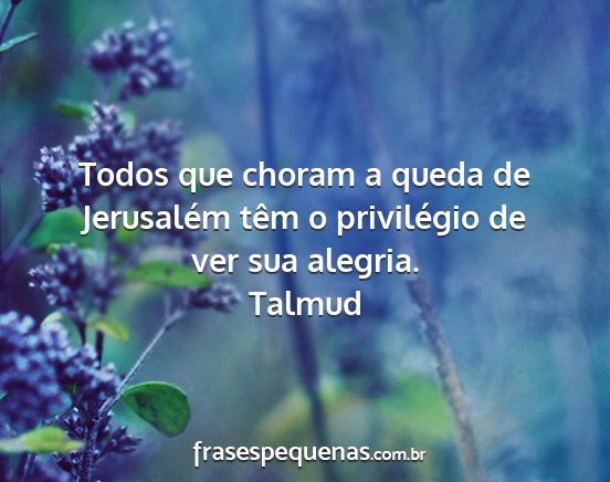 Talmud - Todos que choram a queda de Jerusalém têm o...