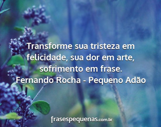Fernando Rocha - Pequeno Adão - Transforme sua tristeza em felicidade, sua dor em...