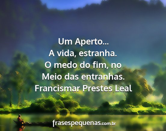 Francismar Prestes Leal - Um Aperto... A vida, estranha. O medo do fim, no...